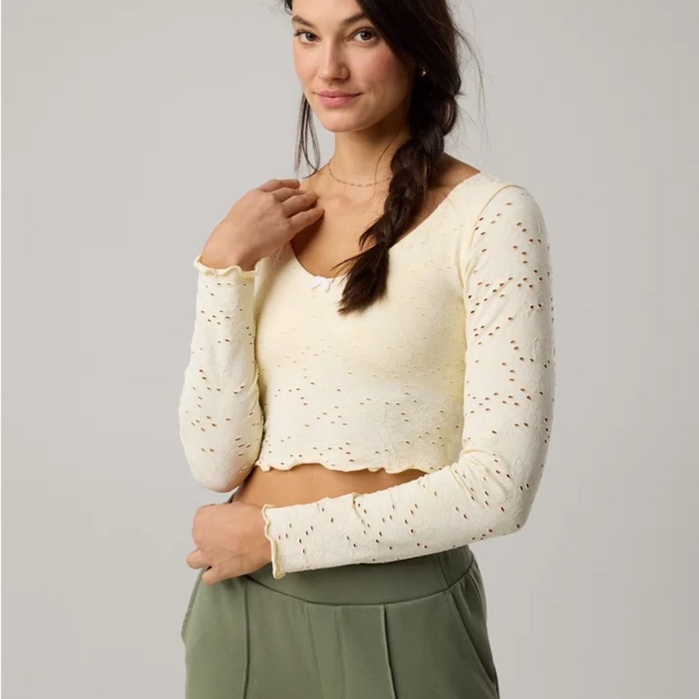 OFFLINE by Aerie Treat Yourself Cropped Long Sleeve Shirt - Picture 2 of 16